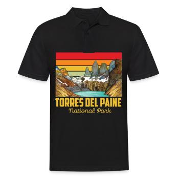Parc national du Chili Torres del Paine bleu - Polo Homme - noir - Devant - Kai (181cm)