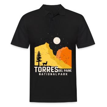 Chili : Parc national Torres del Paine avec glace bleue - Polo Homme - noir - Devant - Kai (181cm)