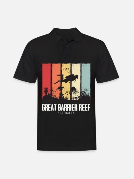 Dykking på Great Barrier Reef i Australia, korallrev - Poloskjorte for menn - svart