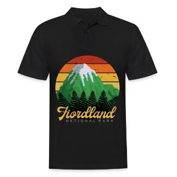 Fiordland National Park New Zealand Nature Camping W - Men's Polo Shirt - black - Front - Kai (181cm)