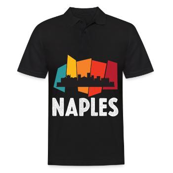 Naples-Skyline-Rétro- Italie-Souvenir-Italien - Polo Homme - noir - Devant - Kai (181cm)