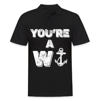 Anker Wasser Meer Nautischer Spruch Kapitän - Männer Poloshirt - Schwarz - Vorne - Kai (181cm)