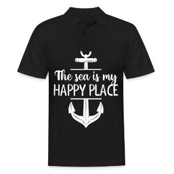 Sea Happy Place mit Anchor Nautical Souvenir Water - Männer Poloshirt - Schwarz - Vorne - Kai (181cm)