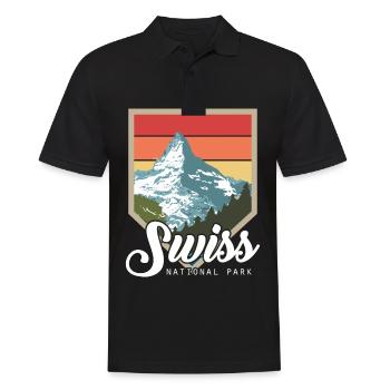 Nationalpark Swiss Souvenir Schweiz Wanderberge - Männer Poloshirt - Schwarz - Vorne - Kai (181cm)