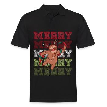 Merry Christmas Merry Sloth Christmas Tree - Men's Polo Shirt - black - Front - Kai (181cm)