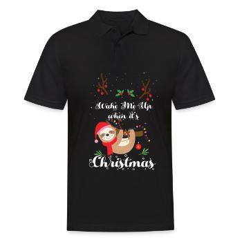 Weihnachtsbaum Lustiges Faultier Santa Frohe Weihn - Männer Poloshirt - Schwarz - Vorne - Kai (181cm)