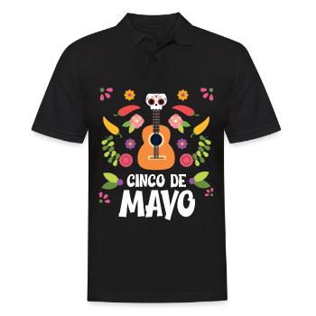 Cinco de Mayo Violin Skull Mexico National Day Mex - Männer Poloshirt - Schwarz - Vorne - Kai (181cm)