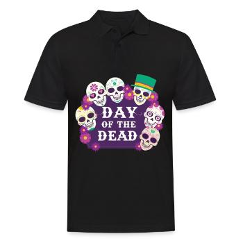 Jour des morts Sugar Skull Fête mexicaine - Polo Homme - noir - Devant - Kai (181cm)