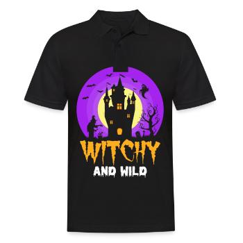 Witchy Halloween Party Hexe Scary House Ghost - Männer Poloshirt - Schwarz - Vorne - Kai (181cm)