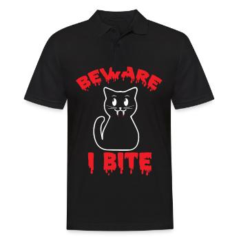 Vampire Cat Halloween Party Bloodbite Nightmare Kat - Men's Polo Shirt - black - Front - Kai (181cm)