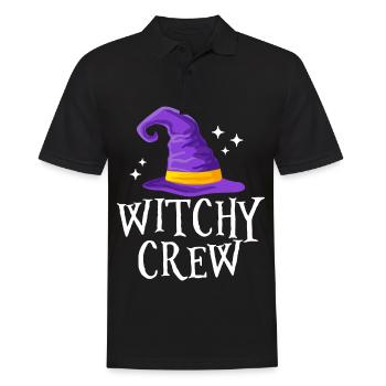 Witchy Crew Halloween Party Hexenhut Gruselig - Männer Poloshirt - Schwarz - Vorne - Kai (181cm)