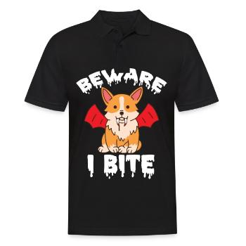 Halloween Corgi Vampire Costume Bites Fangs - Men's Polo Shirt - black - Front - Kai (181cm)