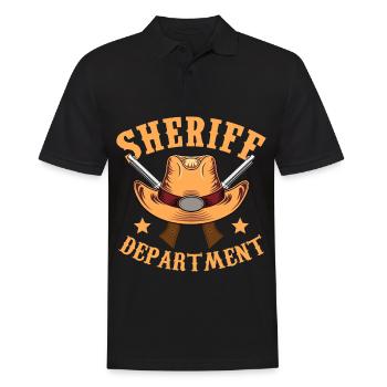 Sheriff Department Cowboyhut Revolver Sheriffstern - Männer Poloshirt - Schwarz - Vorne - Kai (181cm)