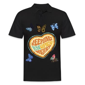 Heart For Butterflies Motivation Butterfly Dicton - Polo Homme - noir - Devant - Kai (181cm)