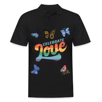 Papillon aime Dicton de motivation avec Butterflie - Polo Homme - noir - Devant - Kai (181cm)
