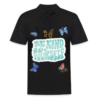 Be Kind Motivational Butterfly Saying with Butterf - Men's Polo Shirt - black - Front - Kai (181cm)
