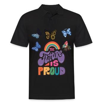 Butterfly Rainbow Motivational Saying with Butterf - Männer Poloshirt - Schwarz - Vorne - Kai (181cm)