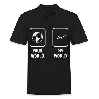 Deine Welt Meine Welt - Segelflugzeug - - Männer Poloshirt - Schwarz - Vorne - Kai (181cm)