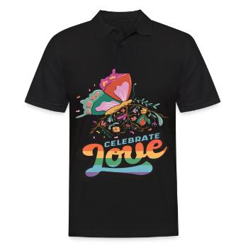 Citation de motivation Love Butterfly avec des papillons - Polo Homme - noir - Devant - Kai (181cm)