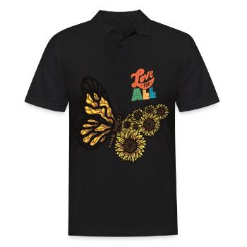 Butterfly Love All Sunflower Citation de motivation Bu - Polo Homme - noir - Devant - Kai (181cm)
