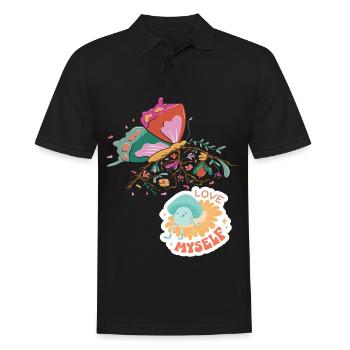 Love Motivational Saying with Butterfly and Cute B - Männer Poloshirt - Schwarz - Vorne - Kai (181cm)