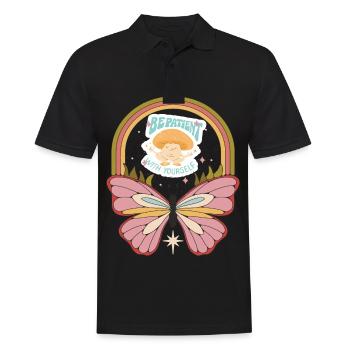 Rétro Butterfly Motivation Dicton avec des fesses mignonnes - Polo Homme - noir - Devant - Kai (181cm)