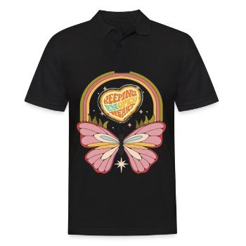 Rétro Butterfly Motivation Dicton avec des fesses mignonnes - Polo Homme - noir - Devant - Kai (181cm)