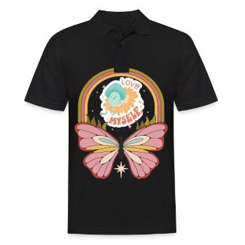 Love Butterfly Motivational Saying with Cute Butte - Männer Poloshirt - Schwarz - Vorne - Kai (181cm)