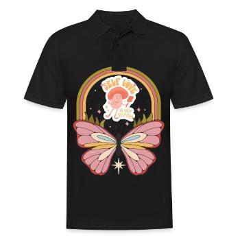 Self Love Butterfly Motivation Saying avec Butte - Polo Homme - noir - Devant - Kai (181cm)