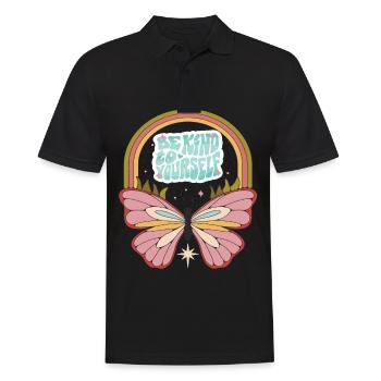 Butterfly Be Kind Motivational Saying with Cute Bu - Männer Poloshirt - Schwarz - Vorne - Kai (181cm)