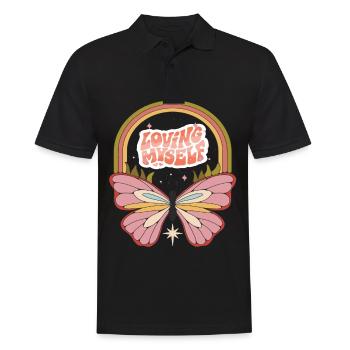 Butterfly Myself Motivation Dicton avec Cute But - Polo Homme - noir - Devant - Kai (181cm)