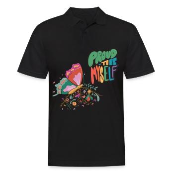 Butterflies Myself Motivational Saying with Cute B - Männer Poloshirt - Schwarz - Vorne - Kai (181cm)