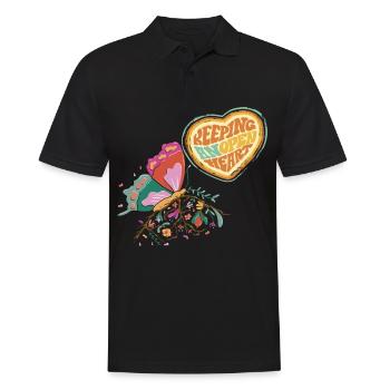 Papillon à cœur ouvert Dicton de motivation avec fesses - Polo Homme - noir - Devant - Kai (181cm)