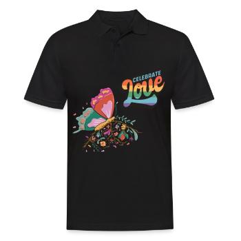 Love Butterflies Motivational Saying with Cute But - Männer Poloshirt - Schwarz - Vorne - Kai (181cm)