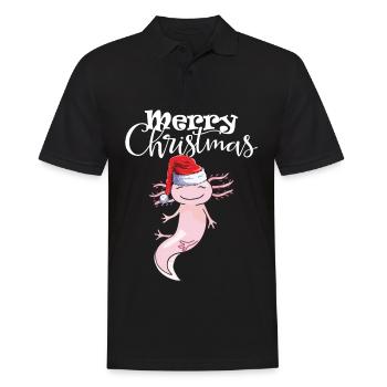 Joyeux Noël Axolotl Chapeau de Noël Drôle - Polo Homme - noir - Devant - Kai (181cm)