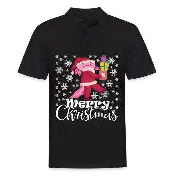 Joyeux Noël Axolotl Drôle de Noël Neige - Polo Homme - noir - Devant - Kai (181cm)