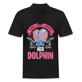 Girl loves dolphin whale Cute dolphins underwater - Men's Polo Shirt - black - Front - Kai (181cm)