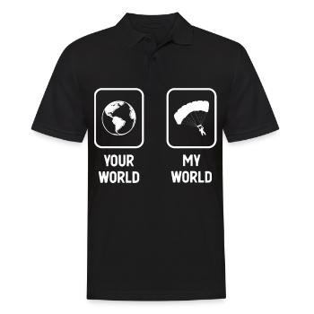 Deine Welt Meine Welt - Gleitschirmfliegen - - Männer Poloshirt - Schwarz - Vorne - Kai (181cm)