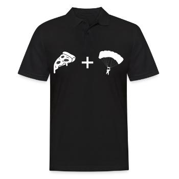 Pizza - Gleitschirmfliegen - - Männer Poloshirt - Schwarz - Vorne - Kai (181cm)