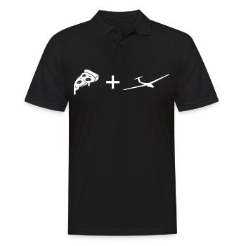 Pizza - Segelflugzeug - - Männer Poloshirt - Schwarz - Vorne - Kai (181cm)