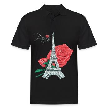 Paris Rose Eiffel Tower Roses French Love Fra - Men's Polo Shirt - black - Front - Kai (181cm)