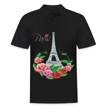 Eiffel Tower Blooms Paris with Rose French Franks - Men's Polo Shirt - black - Front - Kai (181cm)