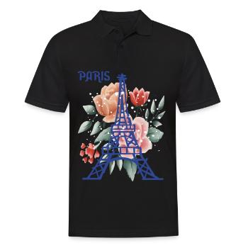 Paris Strauß Rosen Eiffelturm Französische Liebe F - Männer Poloshirt - Schwarz - Vorne - Kai (181cm)