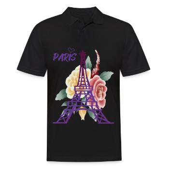 Tour Eiffel-Roses-Paris-Coeur-France-Souvenir-fr - Polo Homme - noir - Devant - Kai (181cm)