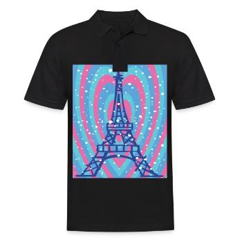 Herz für Eiffelturm-Paris-Schnee-Frankreich-franzö - Männer Poloshirt - Schwarz - Vorne - Kai (181cm)