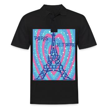 Herz für Eiffelturm Ich liebe Paris Schnee Frankre - Männer Poloshirt - Schwarz - Vorne - Kai (181cm)