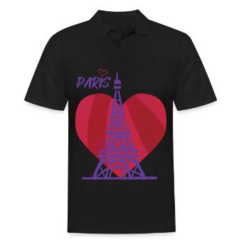 Liebes-Eiffelturm-Herz-Paris Frankreich-Andenken-f - Männer Poloshirt - Schwarz - Vorne - Kai (181cm)