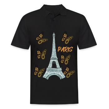 Paris Papillon Tour Eiffel Tournesol Français - Polo Homme - noir - Devant - Kai (181cm)