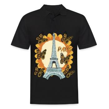 Tournesol Paris Tour Eiffel Papillons Frankr - Polo Homme - noir - Devant - Kai (181cm)