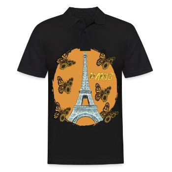 Eiffelturm-Schmetterling Frankreich Paris Retro Li - Männer Poloshirt - Schwarz - Vorne - Kai (181cm)